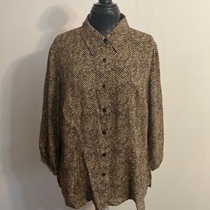 Apostrophe Sheer button-down Snakeskin print blouse, size 16W